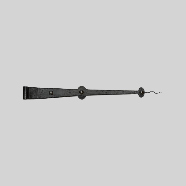 Shown as right hand with a dark wax iron finish.