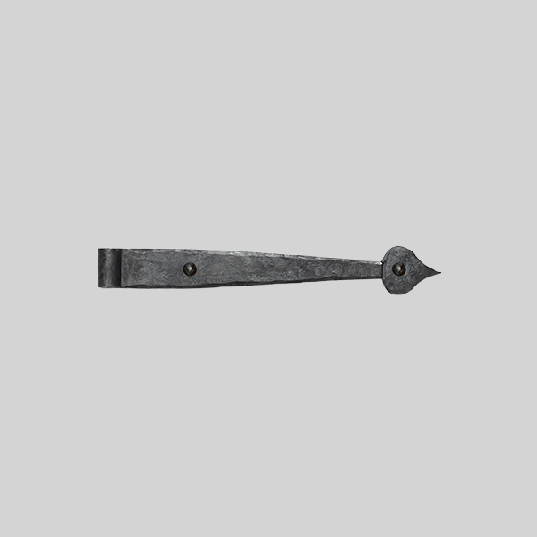 Shown as right hand with a dark wax iron finish.