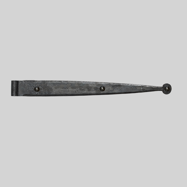 Shown as right hand with a dark wax iron finish.
