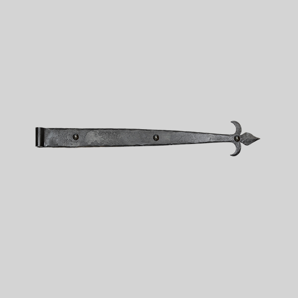 Shown as right hand with a dark wax iron finish.