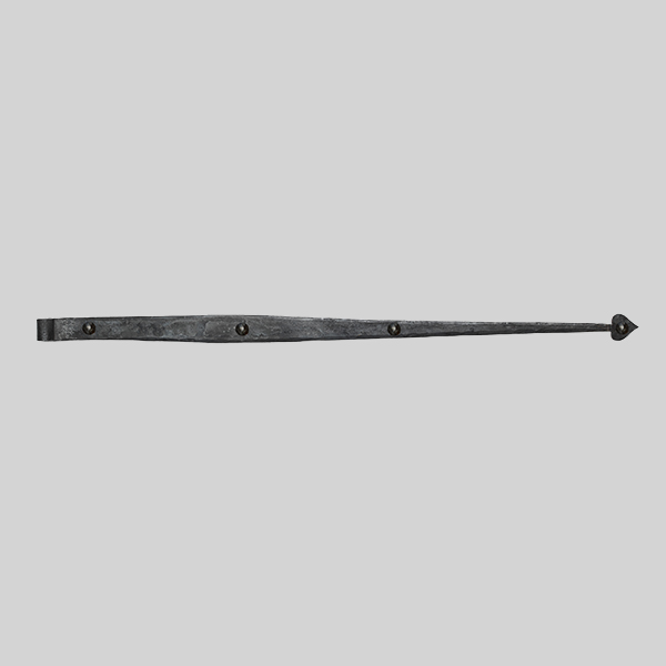 Shown as right hand with a dark wax iron finish.