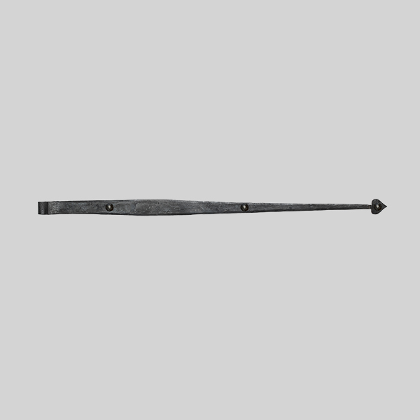 Shown as right hand with a dark wax iron finish.