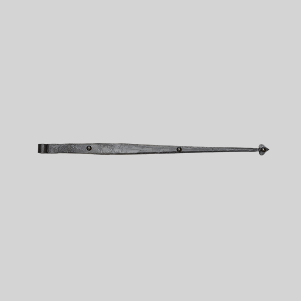 Shown as right hand with a dark wax iron finish.