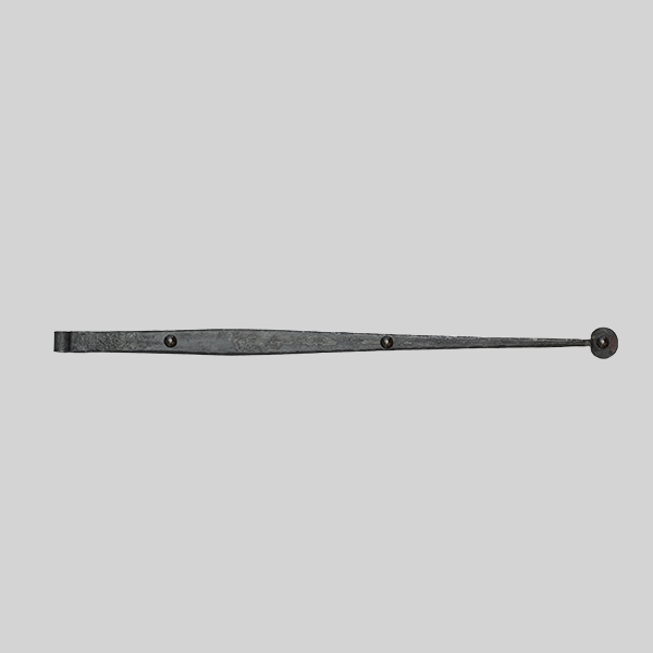 Shown as right hand with a dark wax iron finish.