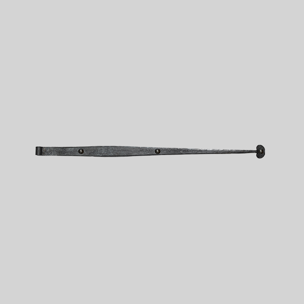 Shown as right hand with a dark wax iron finish.