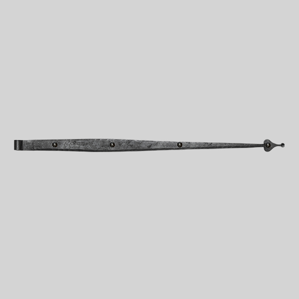 Shown as right hand with a dark wax iron finish.
