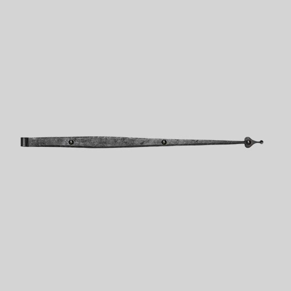 Shown as right hand with a dark wax iron finish.