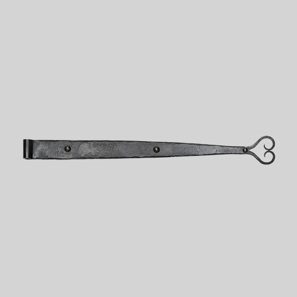 Shown as right hand with a dark wax iron finish.