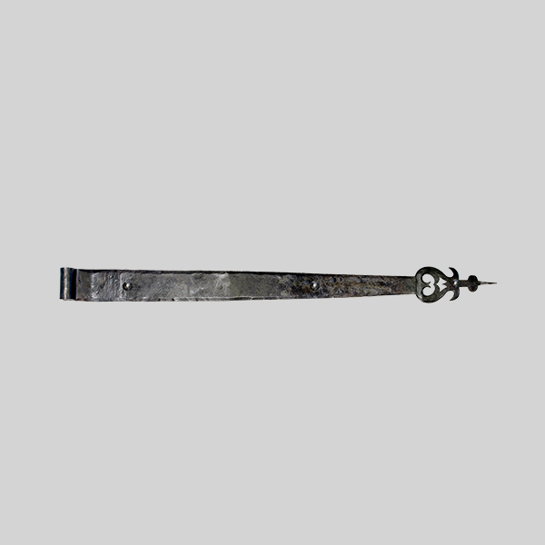 Shown as right hand with a dark wax iron finish.