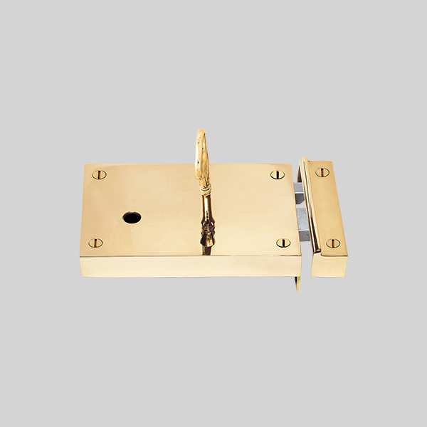 Shown as a right hand with a polished brass finish.