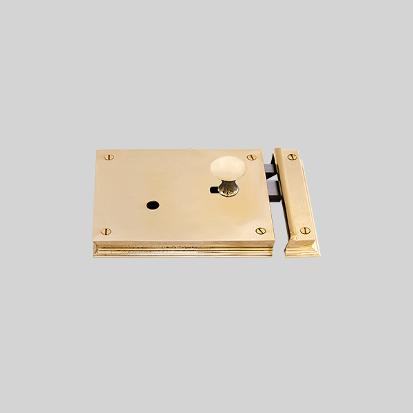 Shown as right hand with a polished brass finish.