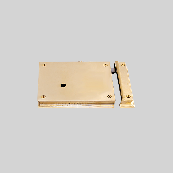 Shown as right hand with a polished brass finish.