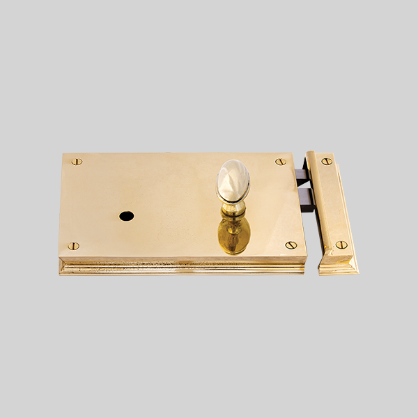 Shown as right hand with a polished brass finish.