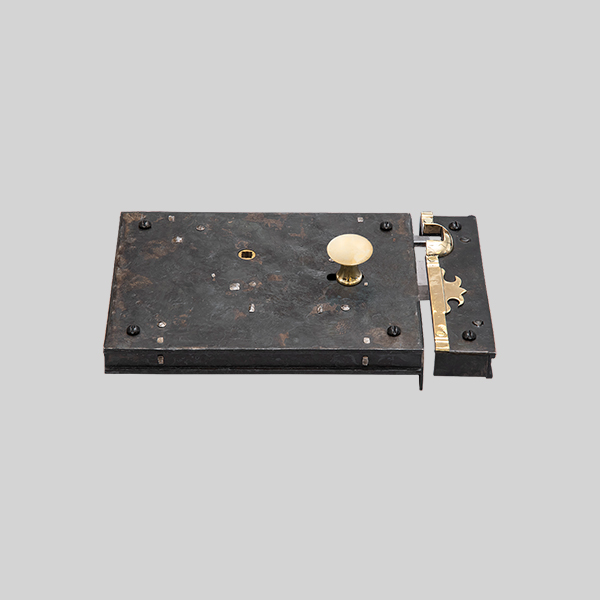 Shown as right hand with a dark wax iron finish.