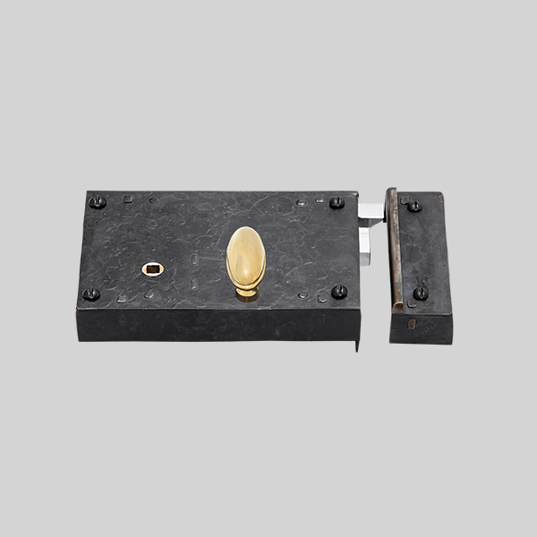 Shown as right hand with a dark wax iron finish.