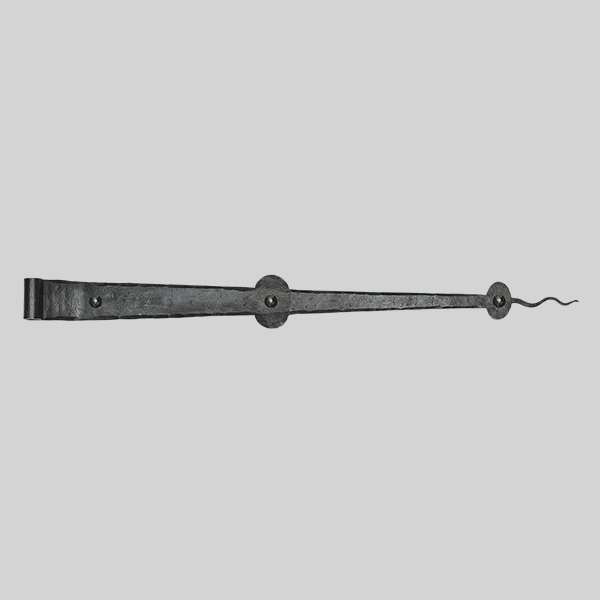 Shown as right hand with a dark wax iron finish.