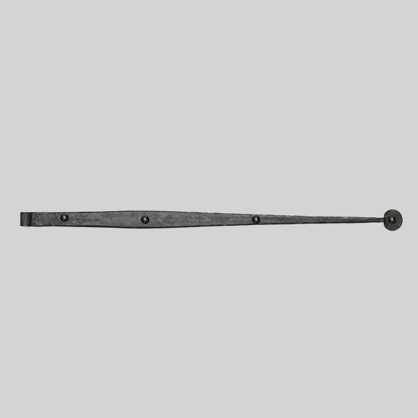 Shown as right hand with a dark wax iron finish.