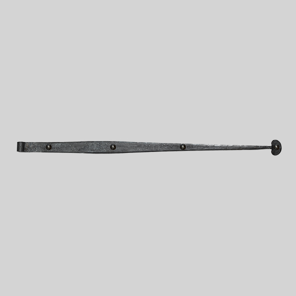 Shown as right hand with a dark wax iron finish.