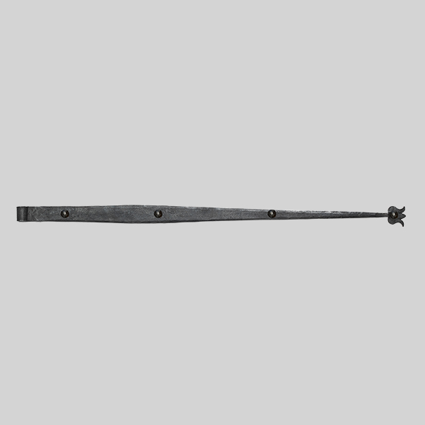 Shown as right hand with a dark wax iron finish.
