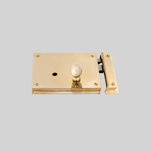 Shown as right hand with a polished brass finish.