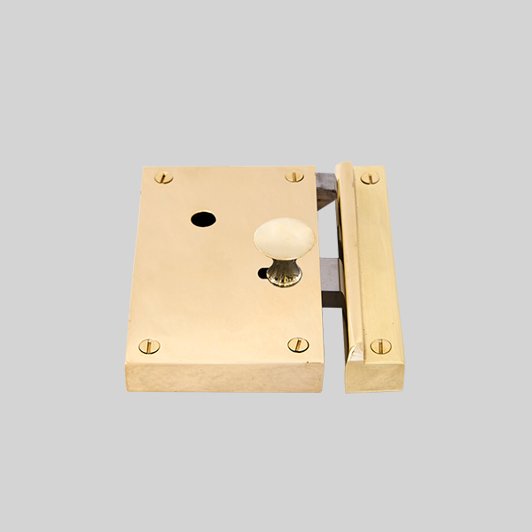Shown as right hand with a polished brass finish.